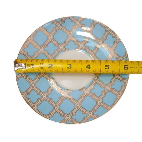Grace's Teaware Blue Debra Saucer 6" Plate Gold Handpainted Geometric Regency - Picture 10 of 12
